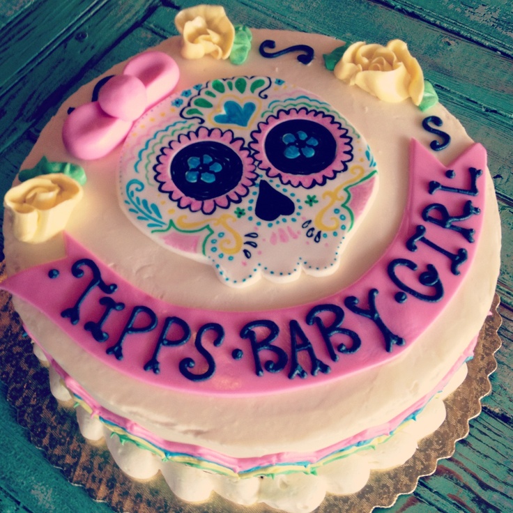 Sugar Skull Baby Shower Cake