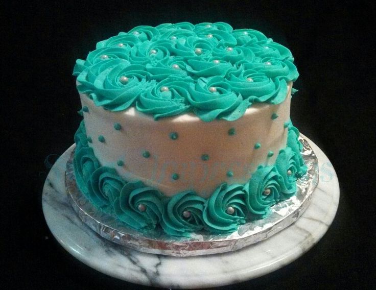 Teal Rosette Cake