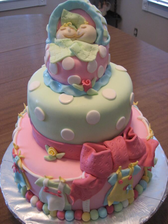 Twin Girls Baby Shower Cake