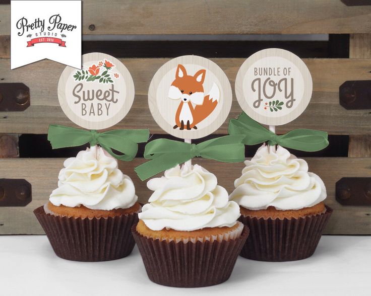 Woodland Baby Shower Cupcake Toppers