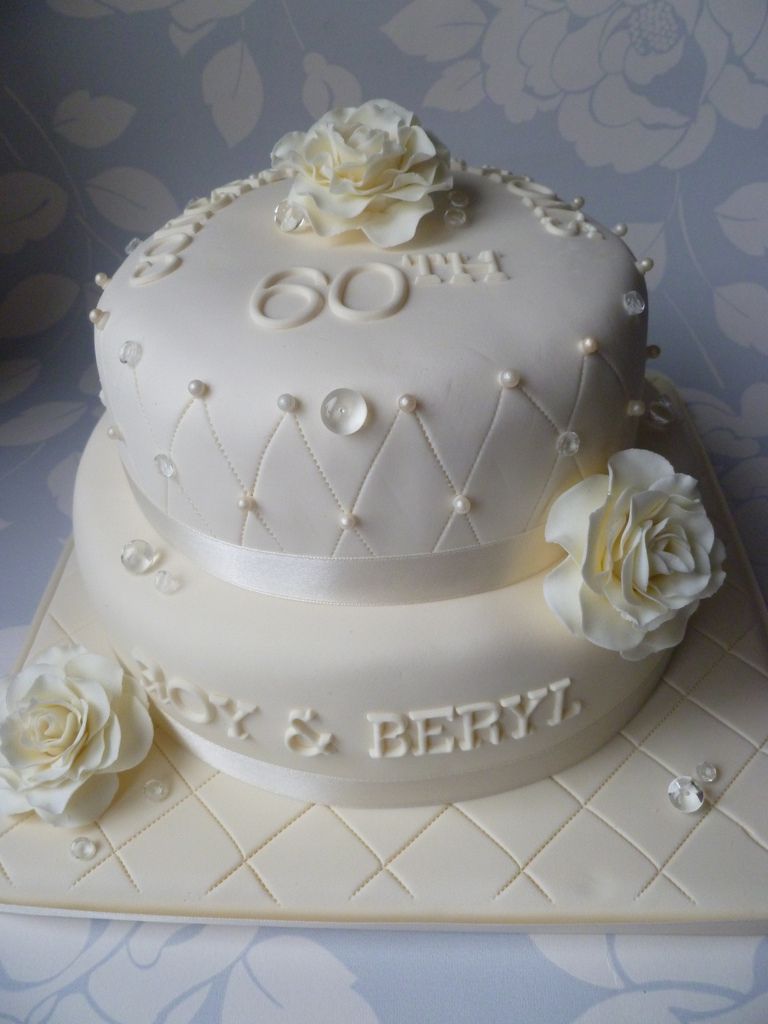 60th Diamond Anniversary Wedding Cake