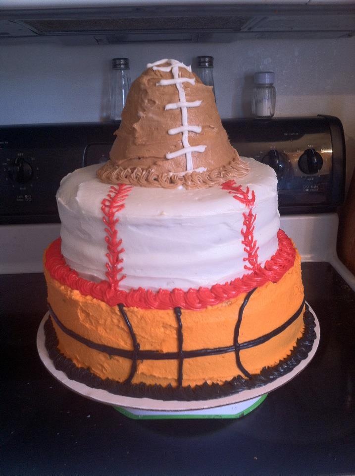 Baseball Basketball and Soccer Cake