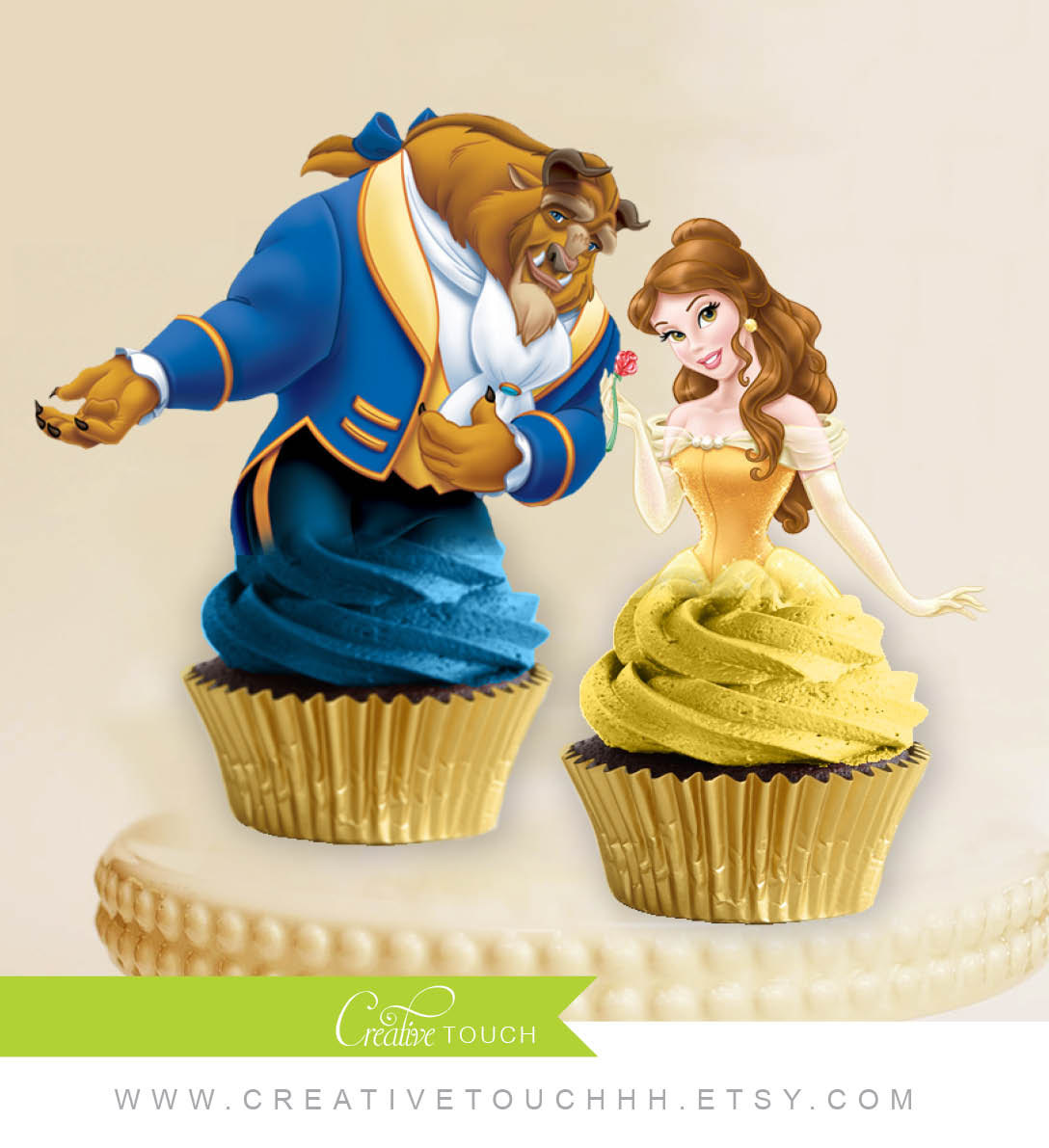 Beauty and the Beast Birthday Cake Toppers