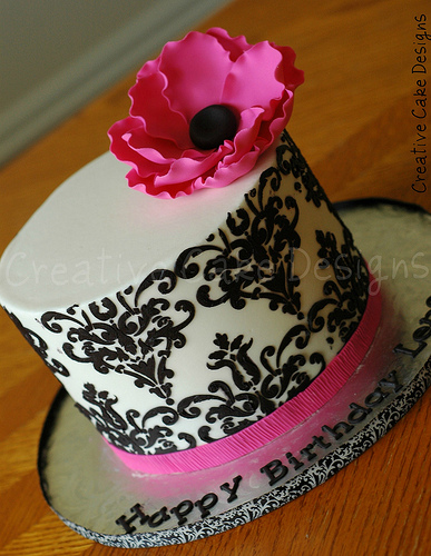 Black and Pink Buttercream Birthday Cake