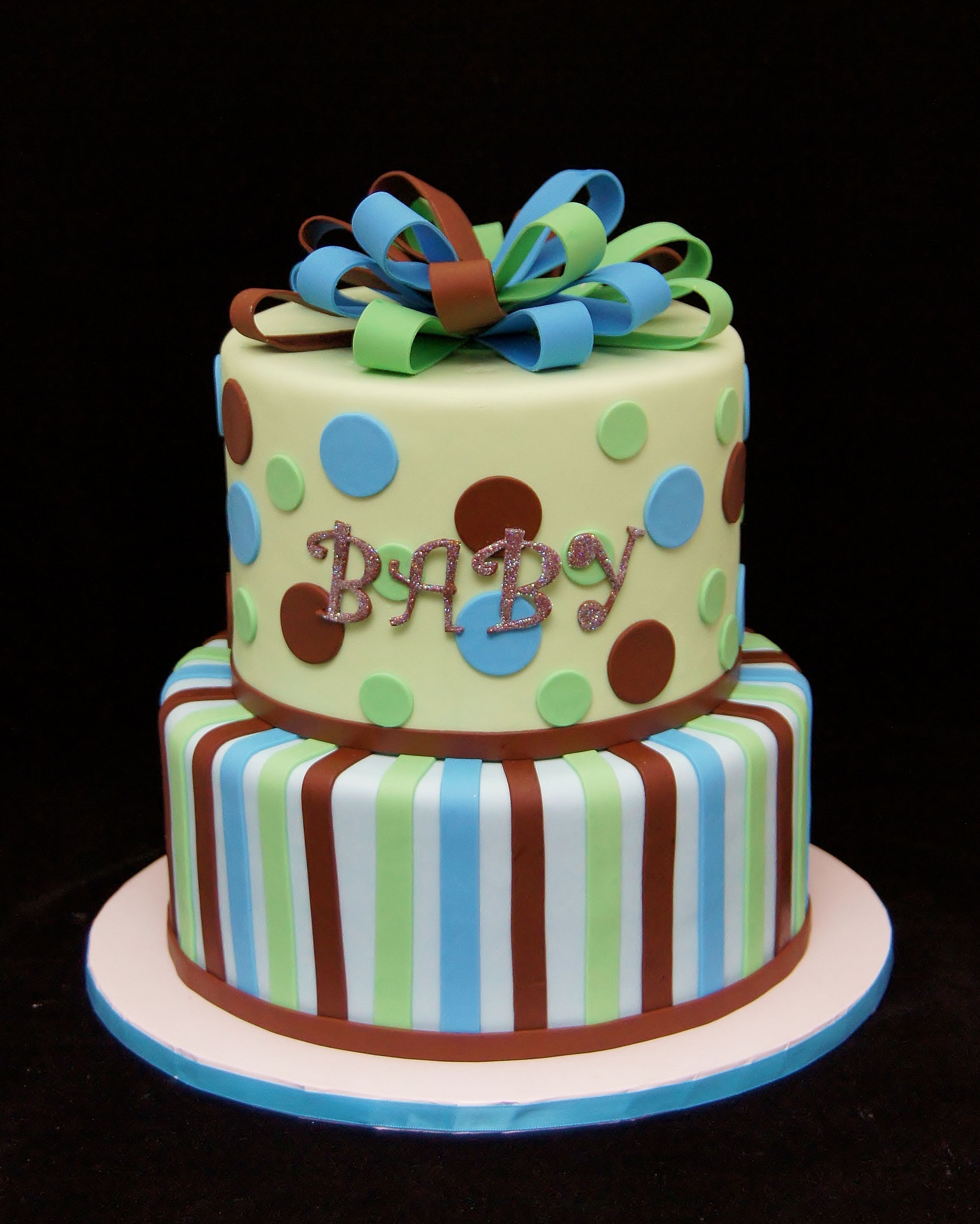 Blue and Green Baby Shower Cake