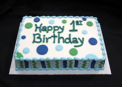 Blue and Green Birthday Cake