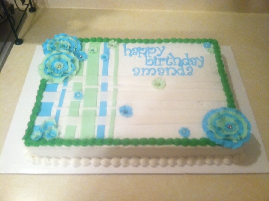 Blue Green Birthday Sheet Cake