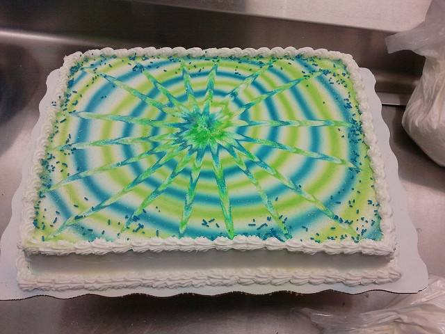 Blue Green Tye Dye Cake