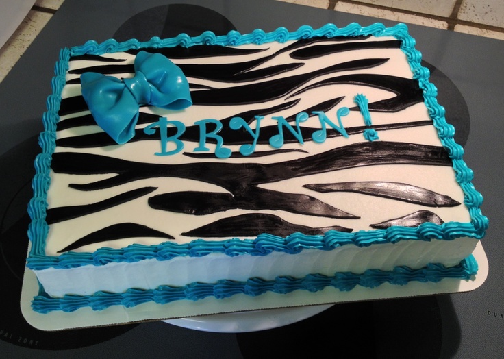 Blue Zebra Print Sheet Cake