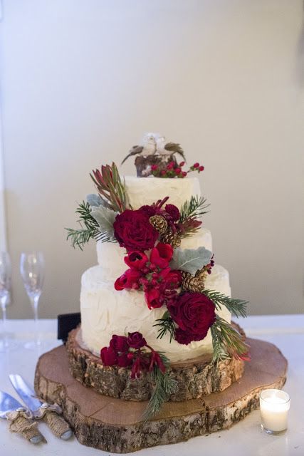 Burgundy Winter Wedding Cake