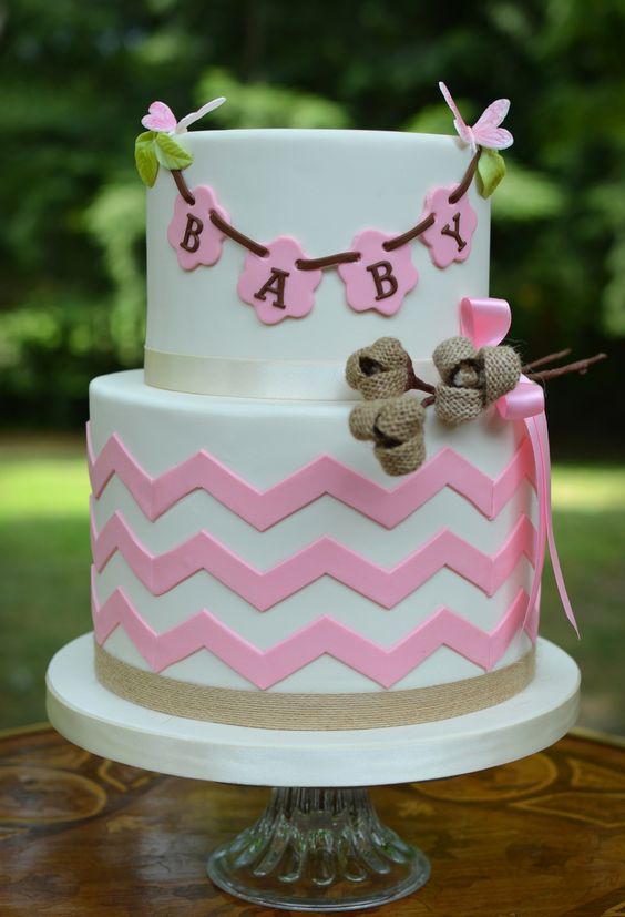 Burlap Baby Shower Cake