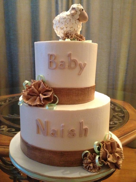 Burlap Baby Shower Cake