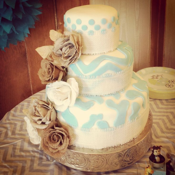 Burlap Baby Shower Cake