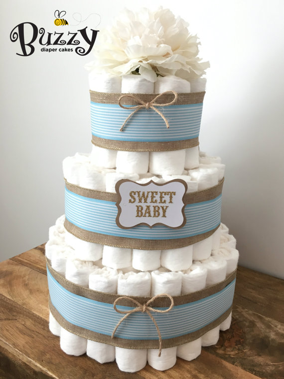 Burlap Baby Shower Diaper Cake