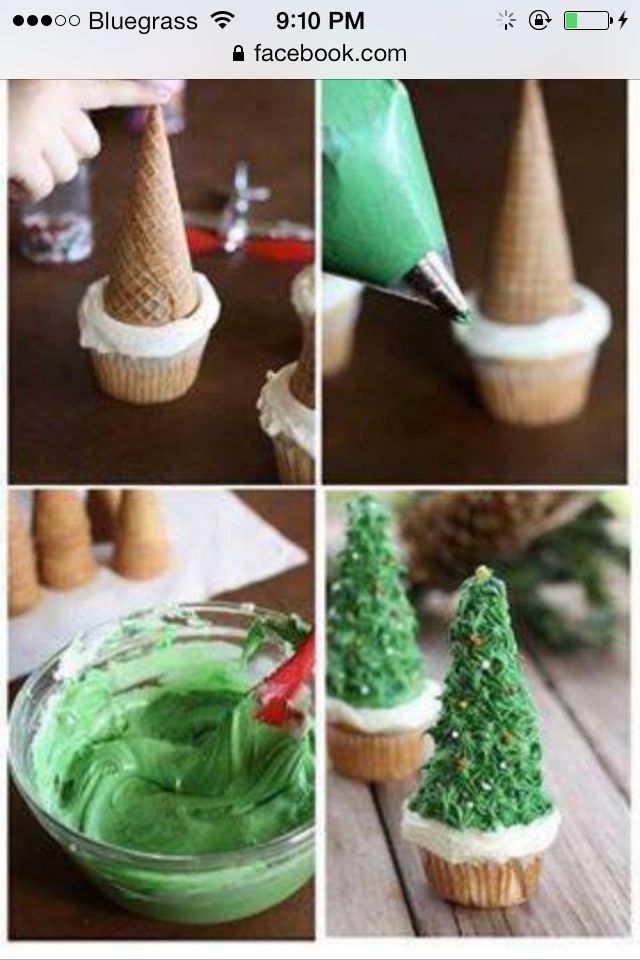 Christmas Tree Cone Cupcakes