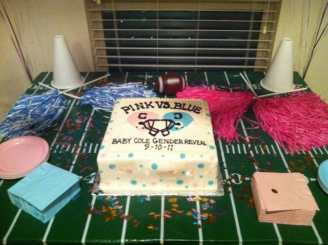 Football Theme Gender Reveal Cake