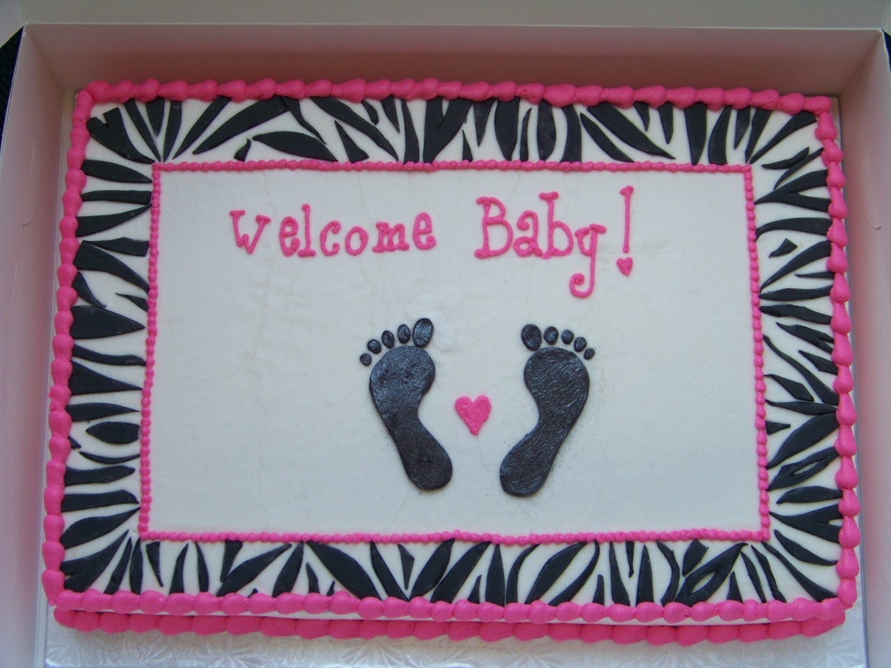 Hot Pink Zebra Baby Shower Cake