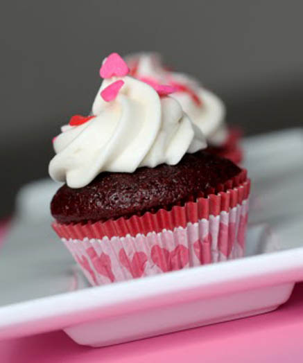 Mini Red Velvet Valentine Cupcakes