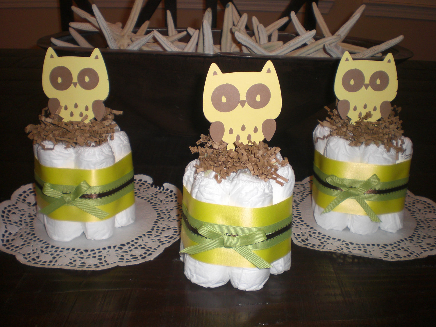 Owl Baby Shower Diaper Cake Centerpiece