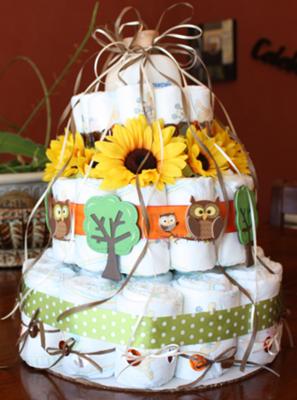 Owl Baby Shower Diaper Cake