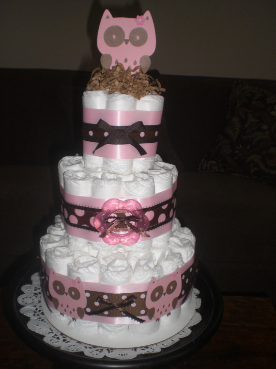 Owl Baby Shower Diaper Cake