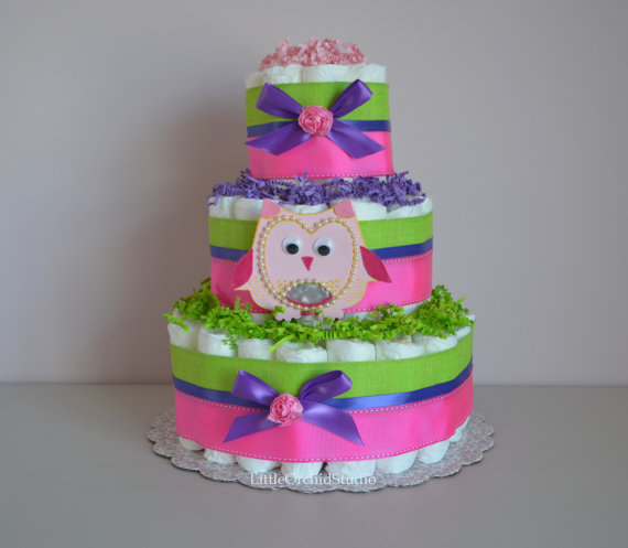 Owl Diaper Cake for Baby Shower