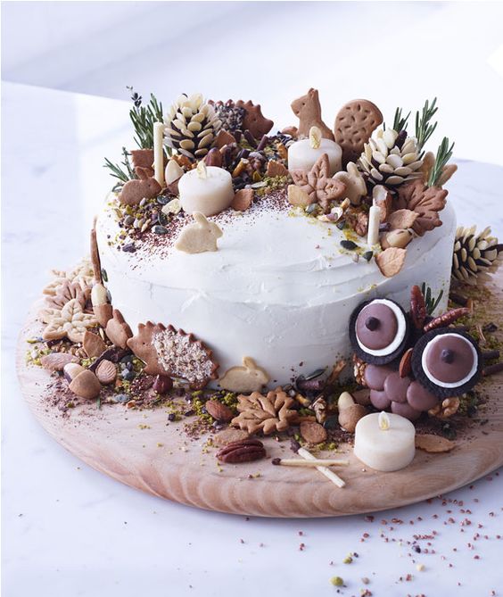 Pine Cone Decorations On Chocolate Cakes