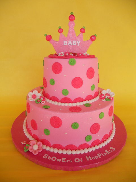 Pink and Green Baby Shower Princess Cake