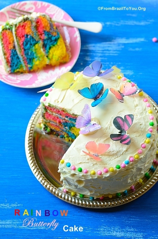 Rainbow Cake with Butterflies