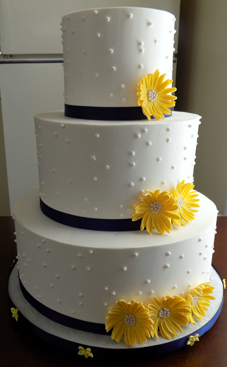 Red and Blue Buttercream Wedding Cakes