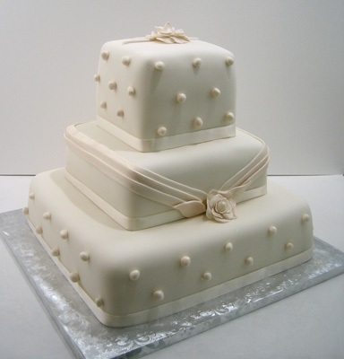 Simple White Square Wedding Cake