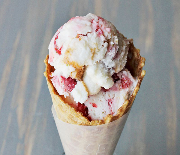 Strawberries and Angel Food Ice Cream