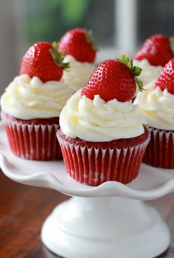 Strawberry Red Velvet Cupcakes