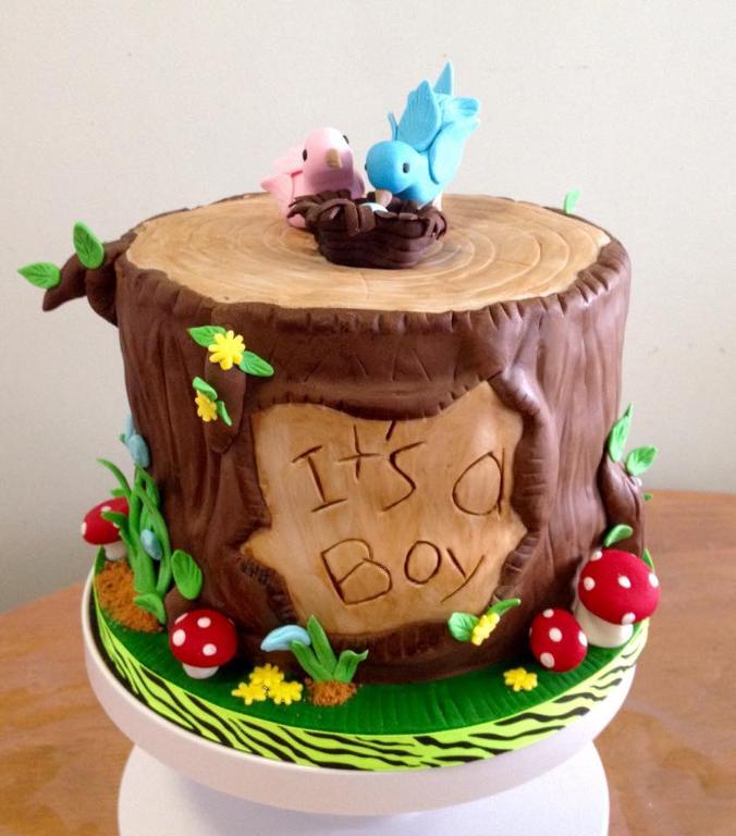 10 Photos of Tree Stump Baby Shower Cakes