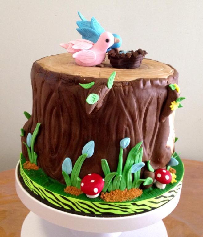 Tree Stump Baby Shower Cake