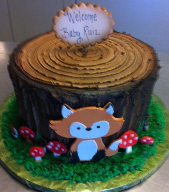 Tree Stump Baby Shower Cake