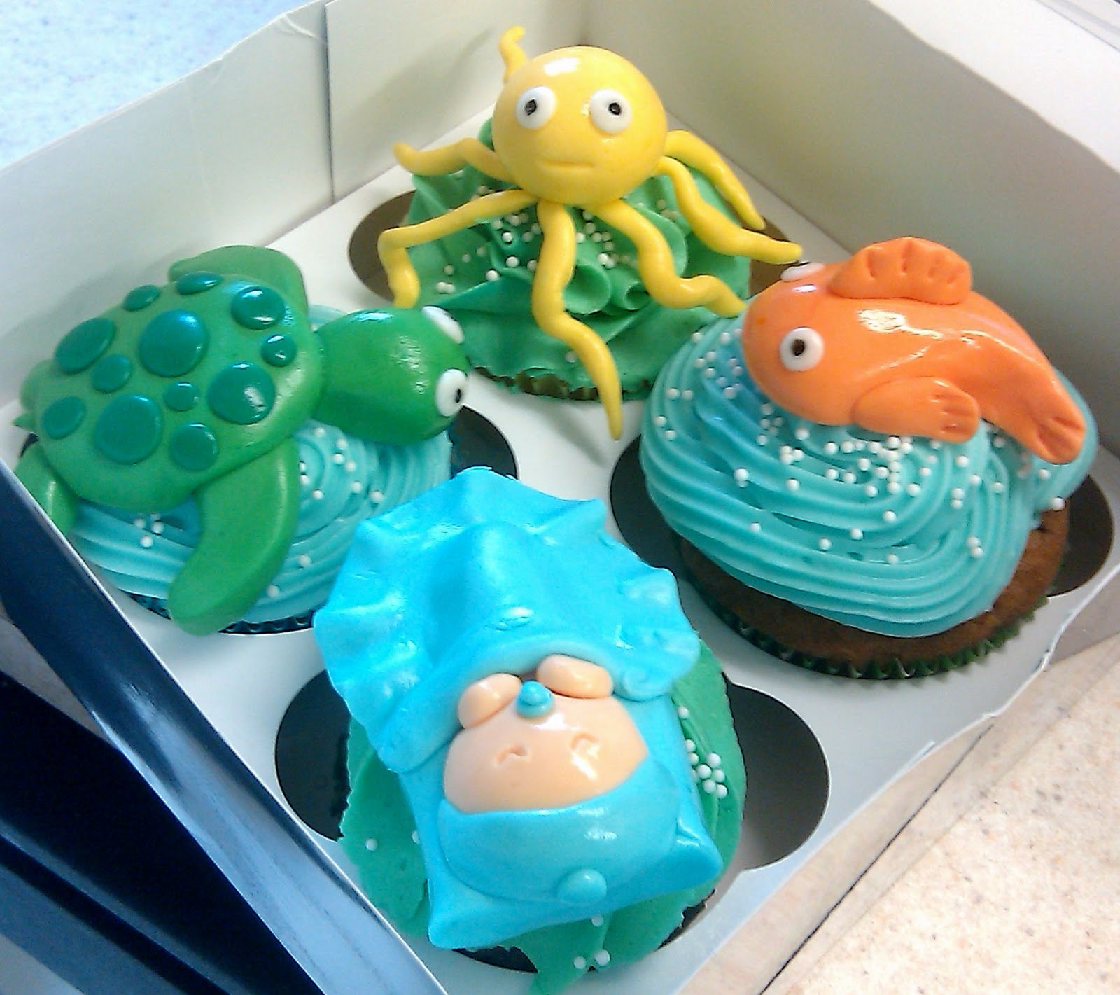 Under the Sea Theme Baby Shower Cupcakes