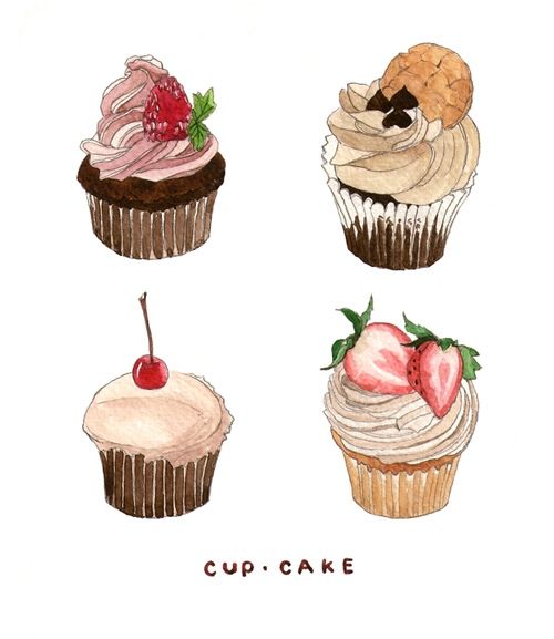 Watercolor Cupcake Drawings