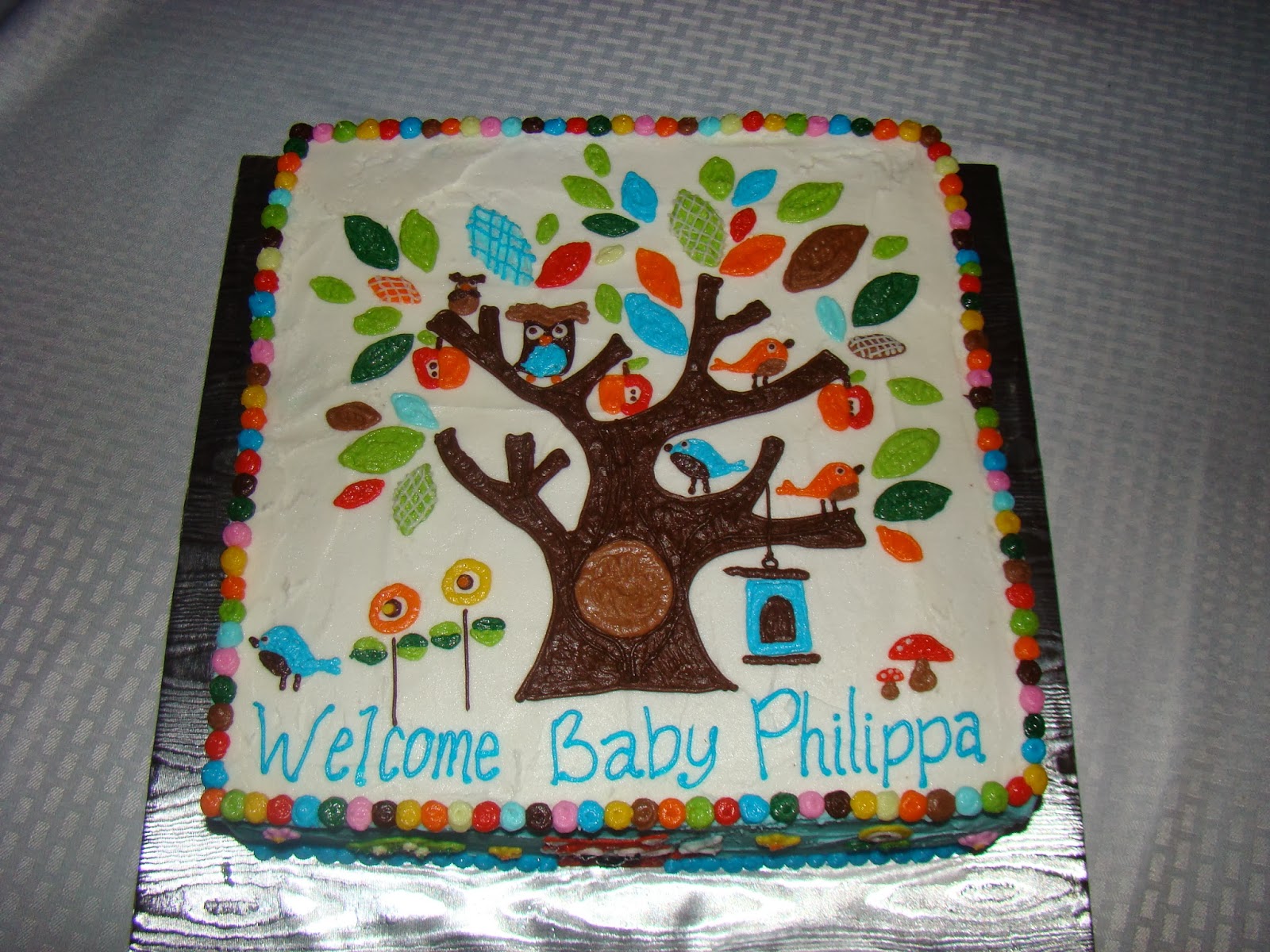 Woodland Animals Baby Shower Cake