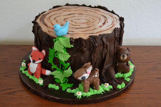 Woodland Animals Baby Shower Cake