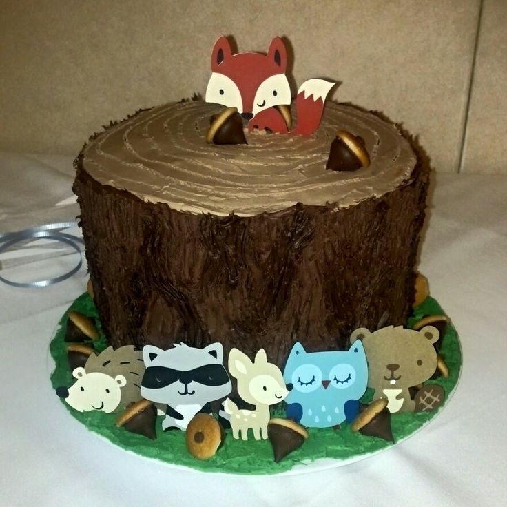 Woodland Creatures Baby Shower Cake