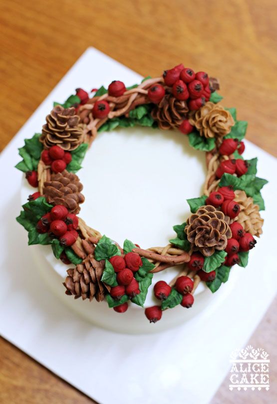 Wreath Buttercream Cake Decoration Flowers