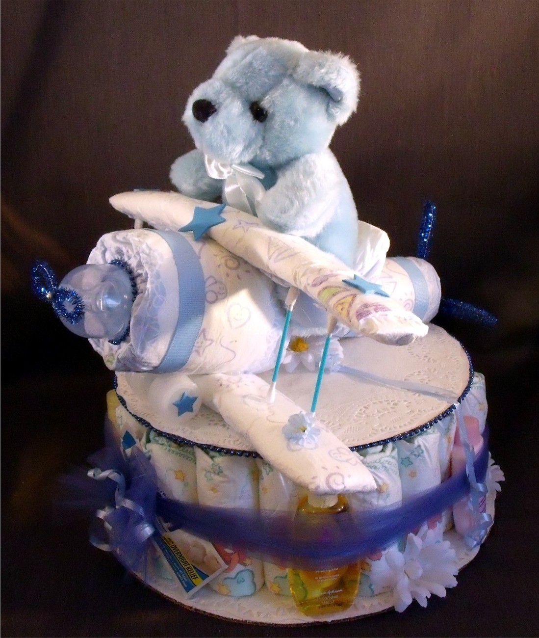 Airplane Baby Shower Diaper Cake Centerpiece