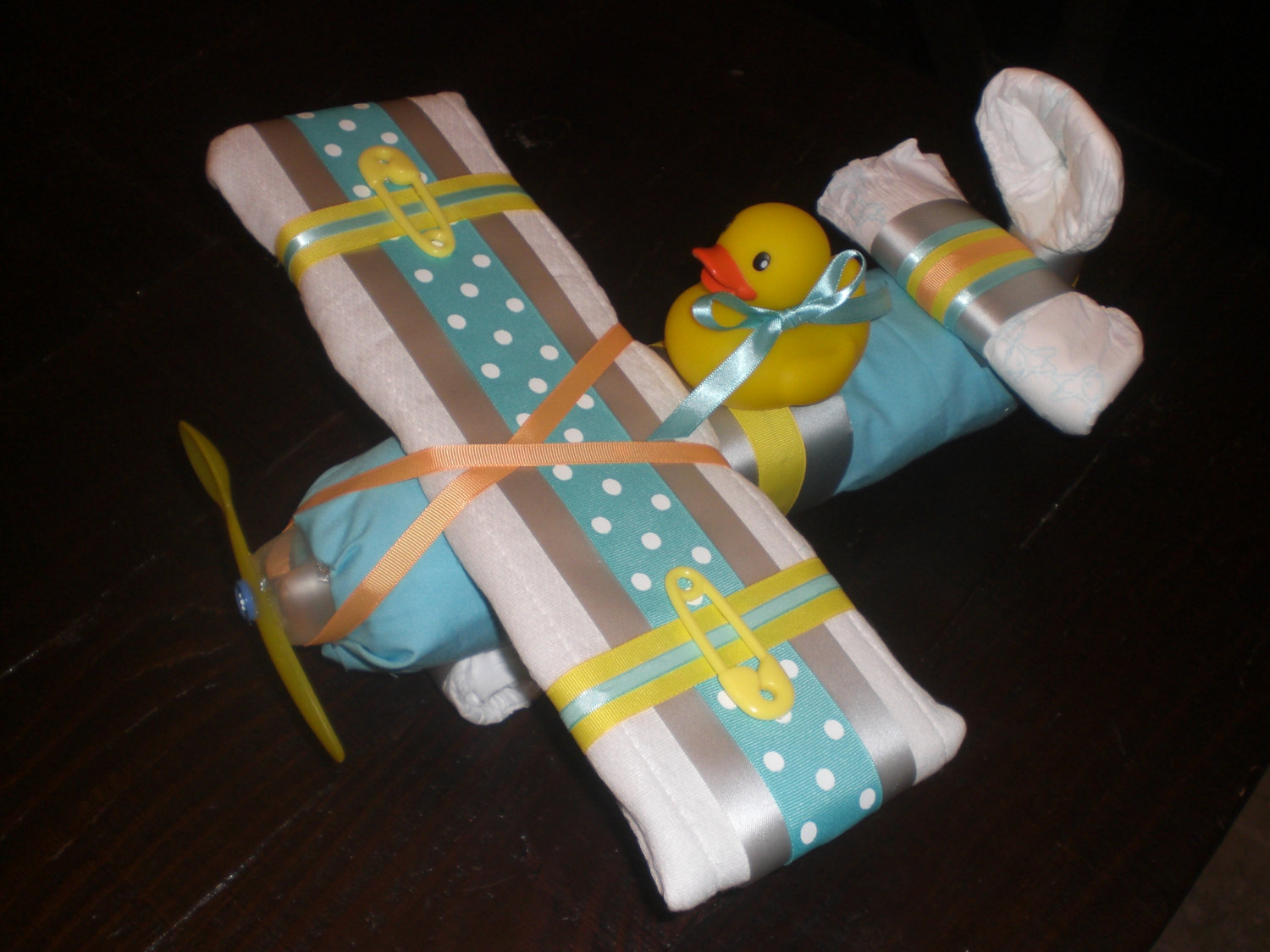 Airplane Baby Shower Diaper Cake Centerpiece