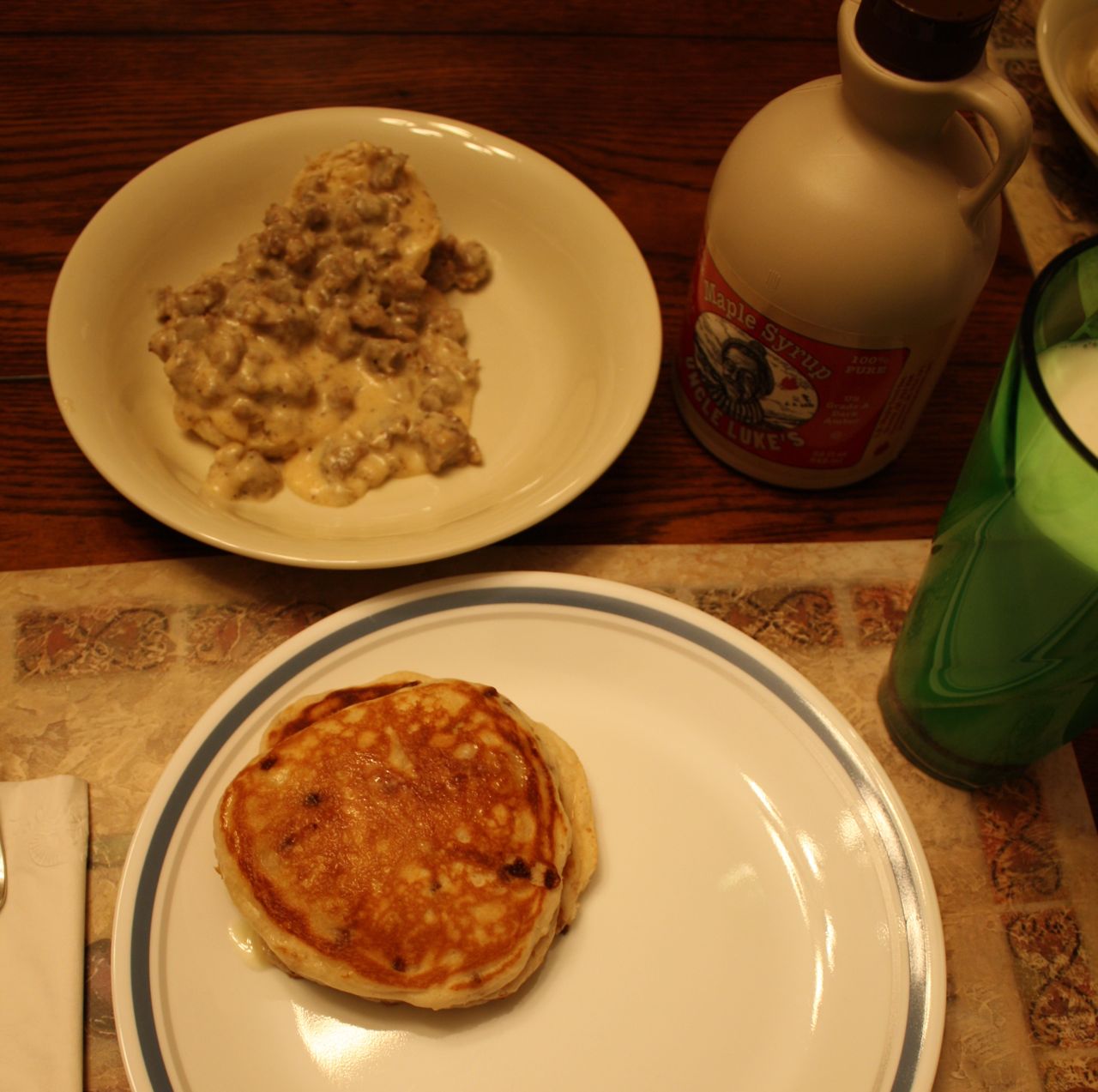 Biscuits and Gravy with Pancakes