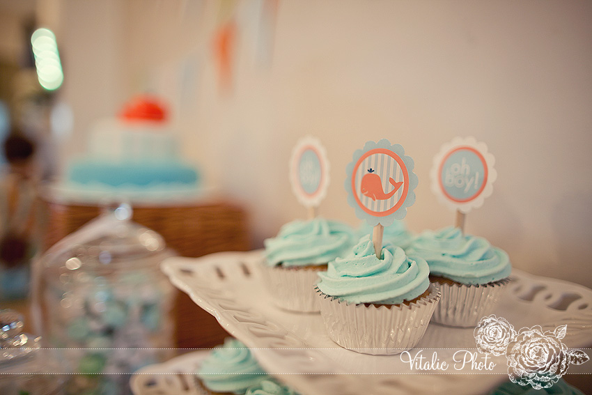 Blue and Orange Baby Shower Whale