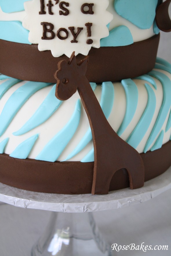 Blue Giraffe Baby Shower Cake