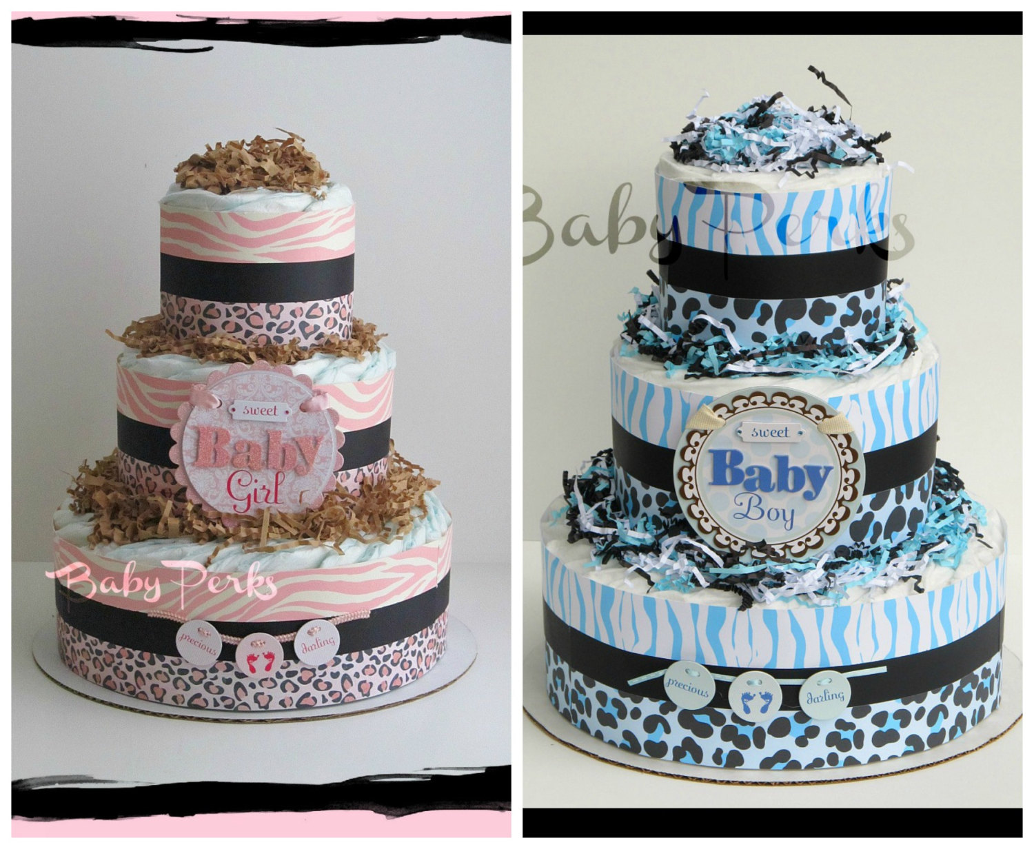 Blue Safari Baby Shower Diaper Cake