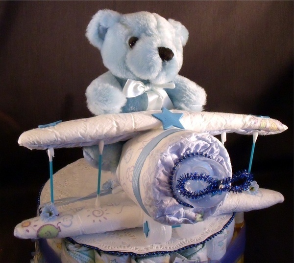 Boy Baby Shower Diaper Cake Airplane