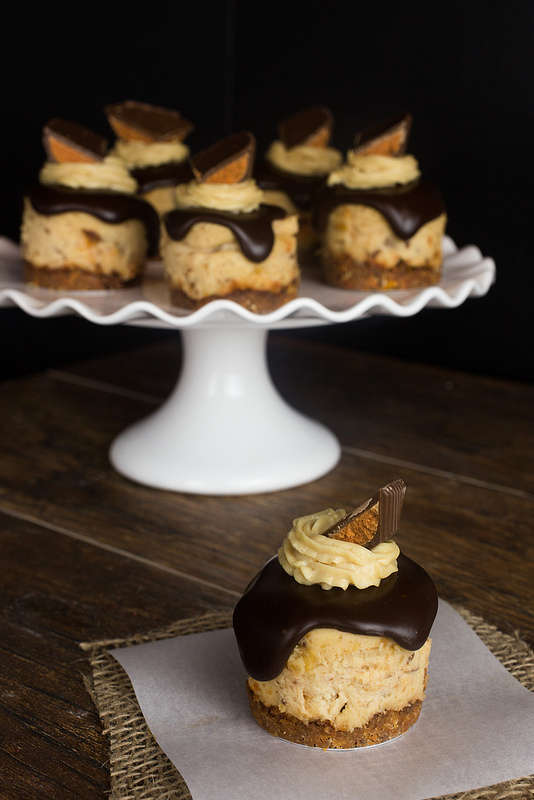 Butterfinger Peanut Butter Cup Cheesecakes